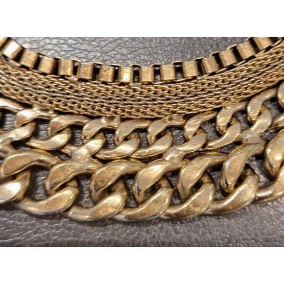 Womens Gold Chain Layered Statement Necklace Cuban Link Rope Bib Fashion Jewelry - Picture 7 of 11